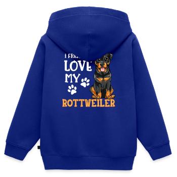 J'aime mes chiens de chien Rottweiler Rotti - Sweat Premium à capuche zippé enfant bio - bleu roi - Dos - AI Model Kid Male (0cm)