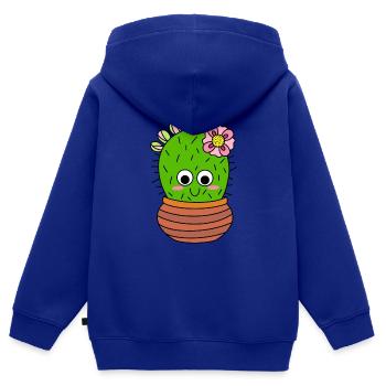 Chunky Cactus With Pink Flower And Buds - Kids Premium Organic Zip-up Hoodie - royal blue - Back - AI Model Kid Male (0cm)
