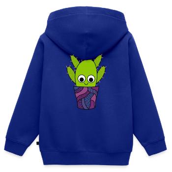 Cactus épineux en poterie mignonne - Sweat Premium à capuche zippé enfant bio - bleu roi - Dos - AI Model Kid Male (0cm)
