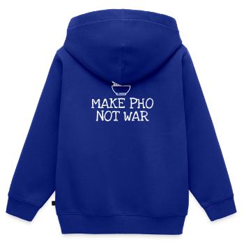 Make Pho Not War - Kinder Premium Organic Zip Hoodie - Royalblau - Hinten - AI Model Kid Male (0cm)