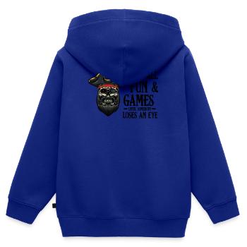 Piraten Totenkopf Lustige Sprüche Pirat Geschenk - Kinder Premium Organic Zip Hoodie - Royalblau - Hinten - AI Model Kid Male (0cm)
