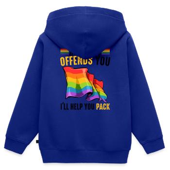 LGBT - Kinder Premium Organic Zip Hoodie - Royalblau - Hinten - AI Model Kid Male (0cm)