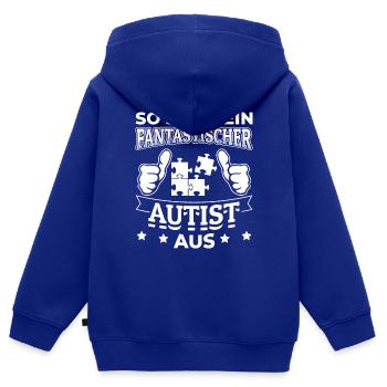 fantastischer autist - Kinder Premium Organic Zip Hoodie - Royalblau - Hinten - AI Model Kid Male (0cm)