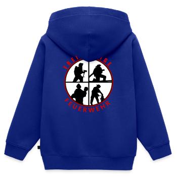 FFW Freiwillige Feuerwehr bergen löschen retten - Kinder Premium Organic Zip Hoodie - Royalblau - Hinten - AI Model Kid Male (0cm)