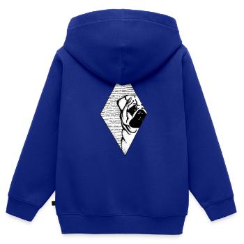 Mops - Kinder Premium Organic Zip Hoodie - Royalblau - Hinten - AI Model Kid Male (0cm)