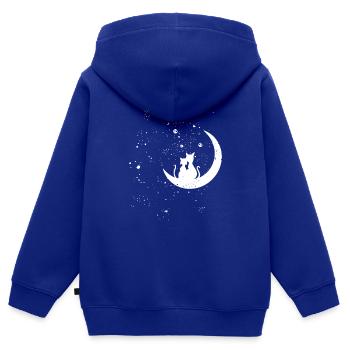 Katzen Liebe Mond Sterne Milchstraße - Kinder Premium Organic Zip Hoodie - Royalblau - Hinten - AI Model Kid Male (0cm)