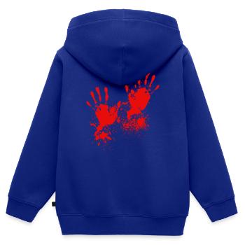 Bloody Hands Blutige Hände Blut - Kinder Premium Organic Zip Hoodie - Royalblau - Hinten - AI Model Kid Male (0cm)