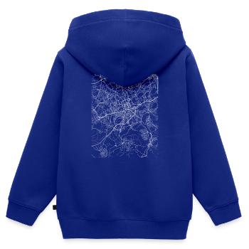 Minimal Essen carte de la ville et les rues - Sweat Premium à capuche zippé enfant bio - bleu roi - Dos - AI Model Kid Male (0cm)
