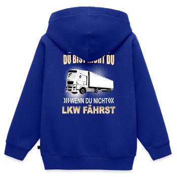 LKW FAHRER du bist nicht du wenn du nicht LKW fähr - Kinder Premium Organic Zip Hoodie - Royalblau - Hinten - AI Model Kid Male (0cm)