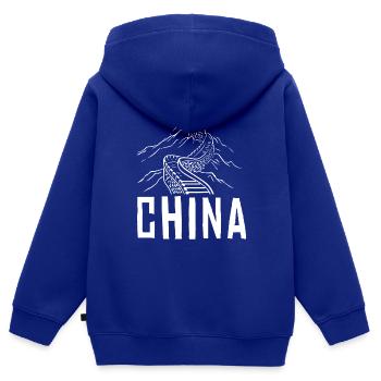 China Große Mauer - Kinder Premium Organic Zip Hoodie - Royalblau - Hinten - AI Model Kid Male (0cm)