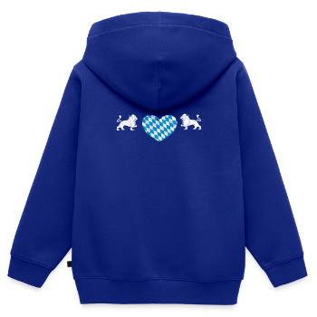 Armoiries du cœur bavarois Cadeau des patriotes - Sweat Premium à capuche zippé enfant bio - bleu roi - Dos - AI Model Kid Male (0cm)
