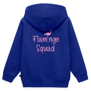 Flamingo Squad - Sweat Premium à capuche zippé enfant bio - bleu roi - Dos - AI Model Kid Male (0cm)