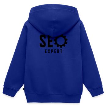 Expert SEO - Sweat Premium à capuche zippé enfant bio - bleu roi - Dos - AI Model Kid Male (0cm)