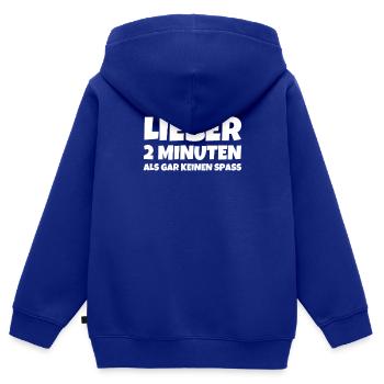 Lieber 2 Minuten Als Gar Keinen Spass - Kinder Premium Organic Zip Hoodie - Royalblau - Hinten - AI Model Kid Male (0cm)