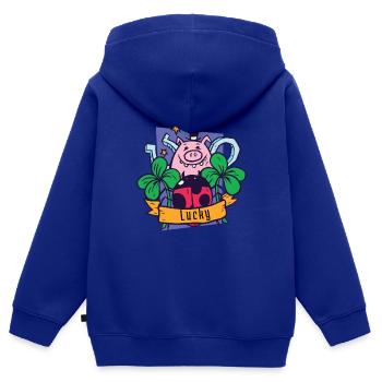 Bonne chance - Sweat Premium à capuche zippé enfant bio - bleu roi - Dos - AI Model Kid Male (0cm)