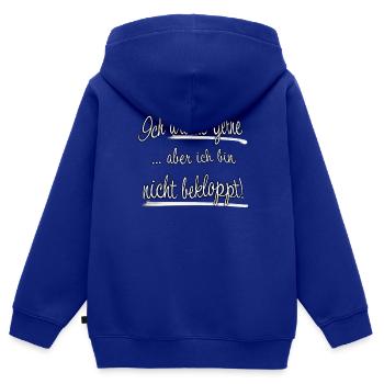 Ich arbeite gerne aber ich bin nicht bekloppt - Kinder Premium Organic Zip Hoodie - Royalblau - Hinten - AI Model Kid Male (0cm)