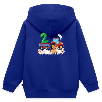 2nd birthday farm tractor gift 2 years - Kids Premium Organic Zip-up Hoodie - royal blue - Back - AI Model Kid Male (0cm)