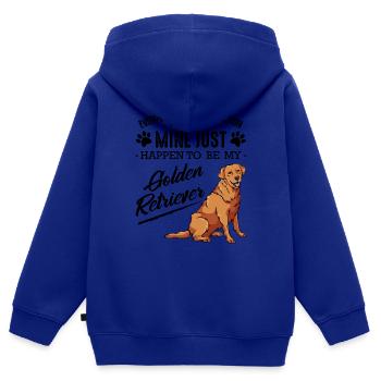 Golden retriever - Sweat Premium à capuche zippé enfant bio - bleu roi - Dos - AI Model Kid Male (0cm)