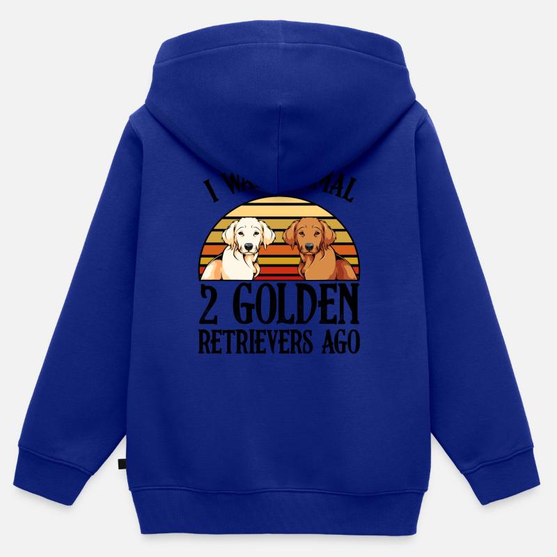 Golden retriever - Sweat Premium à capuche zippé enfant bio - bleu roi