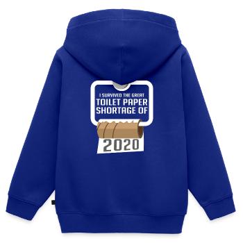 Papier hygiénique cadeau drôle de personne drôle - Sweat Premium à capuche zippé enfant bio - bleu roi - Dos - AI Model Kid Male (0cm)