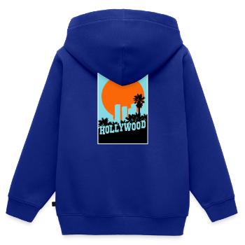 Hollywood Vintage Design - Kinder Premium Organic Zip Hoodie - Royalblau - Hinten - AI Model Kid Male (0cm)