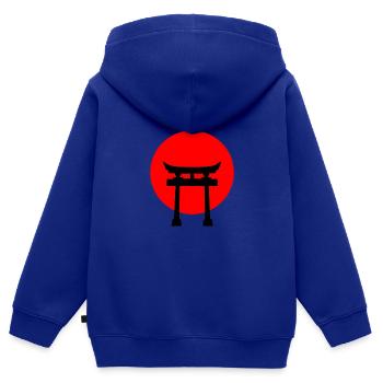 Japan - Kinder Premium Organic Zip Hoodie - Royalblau - Hinten - AI Model Kid Male (0cm)