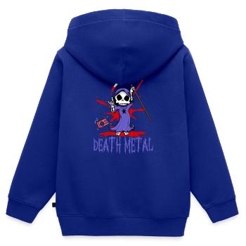 Death Metal Sensenmann Humor Cartoon Fan - Kinder Premium Organic Zip Hoodie - Royalblau - Hinten - AI Model Kid Male (0cm)