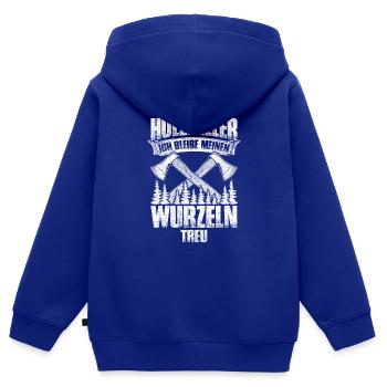 Meine Wurzeln - Holzfäller Forstwirt - Kinder Premium Organic Zip Hoodie - Royalblau - Hinten - AI Model Kid Male (0cm)