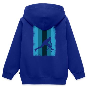 Floorball - Kinder Premium Organic Zip Hoodie - Royalblau - Hinten - AI Model Kid Male (0cm)