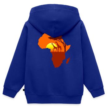 Afrika - Kinder Premium Organic Zip Hoodie - Royalblau - Hinten - AI Model Kid Male (0cm)