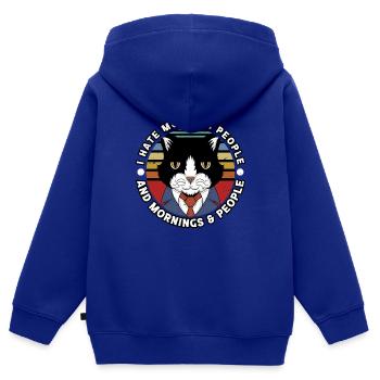 Cat morning - Kids Premium Organic Zip-up Hoodie - royal blue - Back - AI Model Kid Male (0cm)