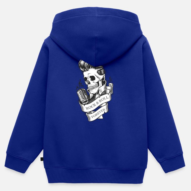 Rock and roll - Sweat Premium à capuche zippé enfant bio - bleu roi