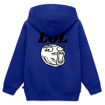 LOL - Kinder Premium Organic Zip Hoodie - Royalblau - Hinten - AI Model Kid Male (0cm)
