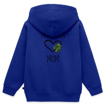 Monstera Mom Window Leaf Arum Plant - Sweat Premium à capuche zippé enfant bio - bleu roi - Dos - AI Model Kid Male (0cm)