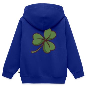 Grünes dreiblättriges Kleeblatt - Kinder Premium Organic Zip Hoodie - Royalblau - Hinten - AI Model Kid Male (0cm)