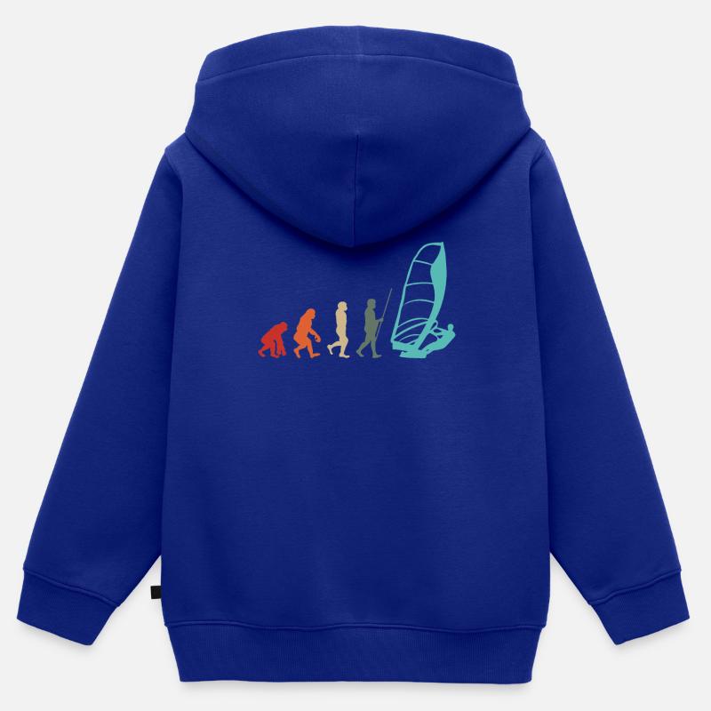 Windsurfer Retro Surfer Windsurfen Evolution - Kinder Premium Organic Zip Hoodie - Royalblau