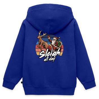 Schlitten den ganzen Tag - Kinder Premium Organic Zip Hoodie - Royalblau - Hinten - AI Model Kid Male (0cm)