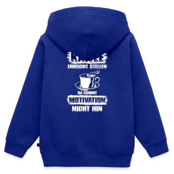 Kaffee erreicht Stellen - Kinder Premium Organic Zip Hoodie - Royalblau - Hinten - AI Model Kid Male (0cm)
