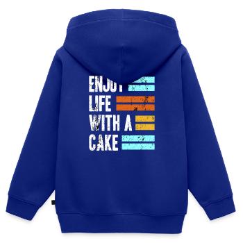 Gâteau - Sweat Premium à capuche zippé enfant bio - bleu roi - Dos - AI Model Kid Male (0cm)