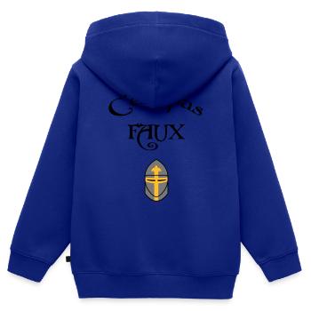 C'est pas faux ! - Sweat Premium à capuche zippé enfant bio - bleu roi - Dos - AI Model Kid Male (0cm)