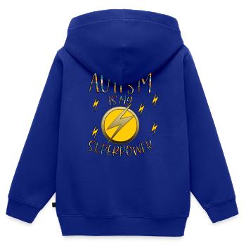 Autism Superpower Autismus Asperger Syndrom - Kinder Premium Organic Zip Hoodie - Royalblau - Hinten - AI Model Kid Male (0cm)