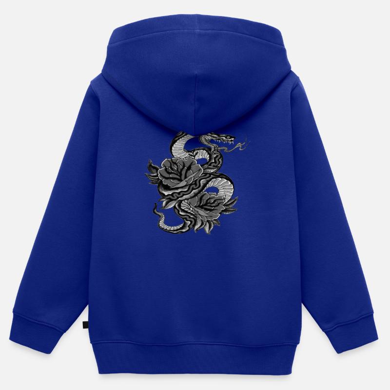 Serpiente japonesa - Sudadera Premium con capucha y cremallera infantil orgánica - azul royal