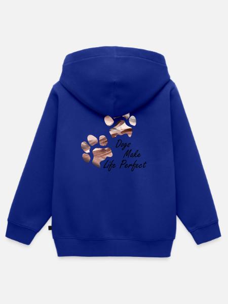 Empreintes de pattes pattes pattes chien chien - Sweat Premium à capuche zippé enfant bio - bleu roi