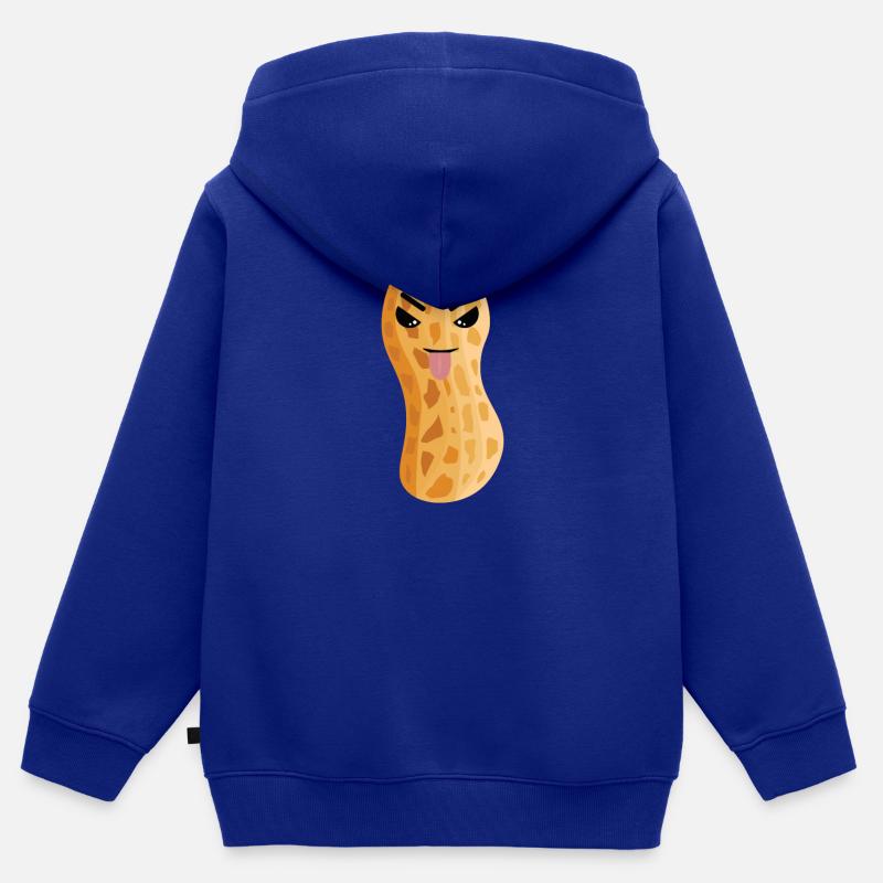 Cacahuètes cacahuètes Noix Noix - Sweat Premium à capuche zippé enfant bio - bleu roi