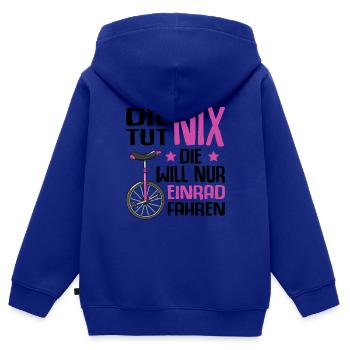 Einrad - Kinder Premium Organic Zip Hoodie - Royalblau - Hinten - AI Model Kid Male (0cm)