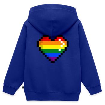 GAYMER PIXEL HEART LGBT Pride Gay Pride Month - Sweat Premium à capuche zippé enfant bio - bleu roi - Dos - AI Model Kid Male (0cm)