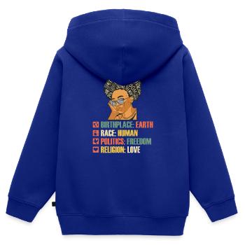 Vintage Juneteenth Black Women American Pride - Kids Premium Organic Zip-up Hoodie - royal blue - Back - AI Model Kid Male (0cm)