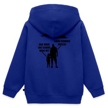 Papa What Are Clouds Made of Linux Servers Mostly 4 - Sweat Premium à capuche zippé enfant bio - bleu roi - Dos - AI Model Kid Male (0cm)
