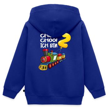Choo Ich Bin 2 Jahre alt Zug Jungen 2. Geburtstag - Kinder Premium Organic Zip Hoodie - Royalblau - Hinten - AI Model Kid Male (0cm)