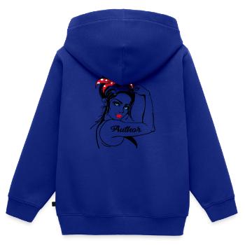 Author Rosie The Riveter Pin Up - Sweat Premium à capuche zippé enfant bio - bleu roi - Dos - AI Model Kid Male (0cm)